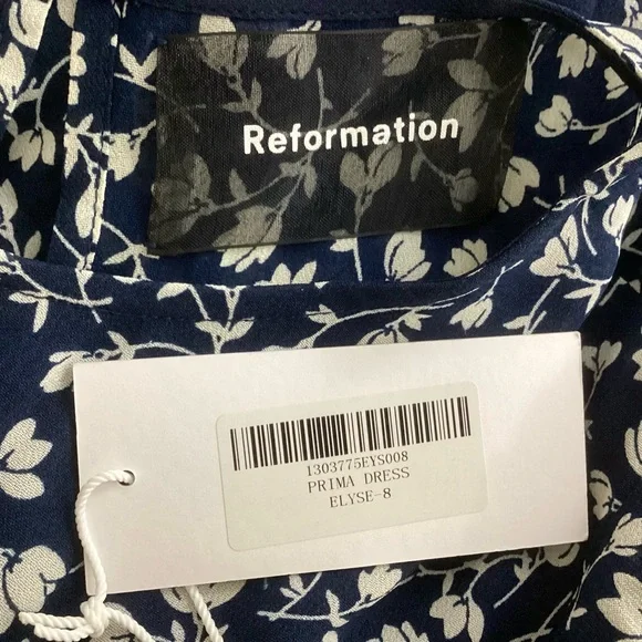 Reformation NEW Prima Midi Dress Navy Floral NWT Sz 8 - Picture 8 of 10